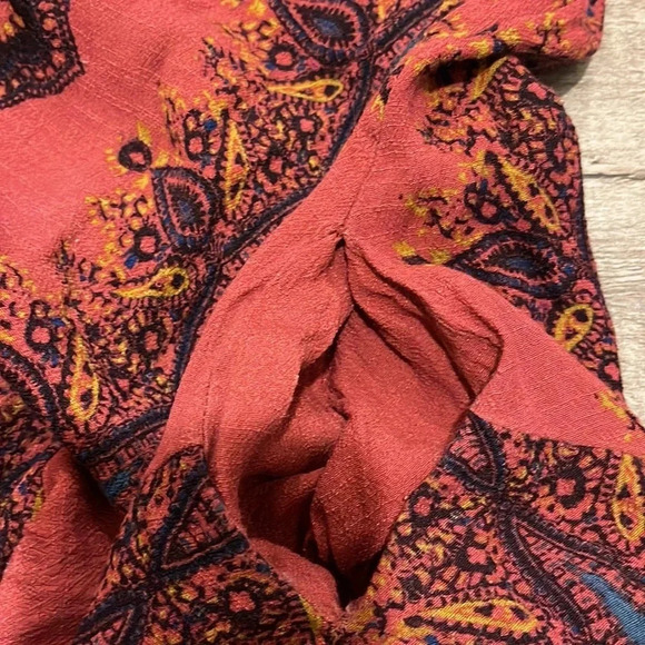 Free People - Open Back Tunic Dress With Pockets - Red - Size Large - Picture 9 of 9